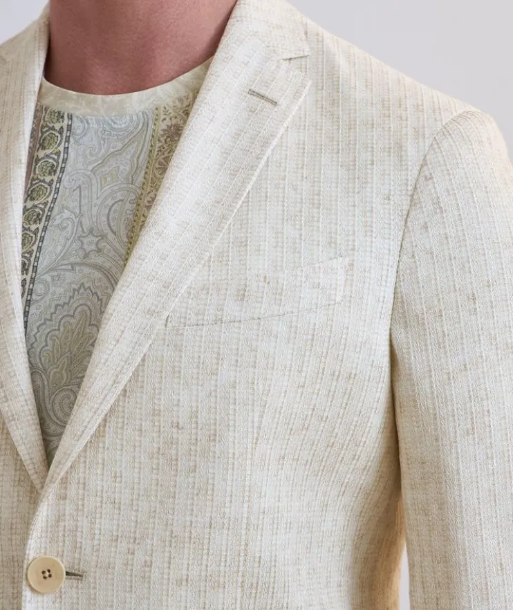 Linen-Blend Tonal Stripe Sport Jacket