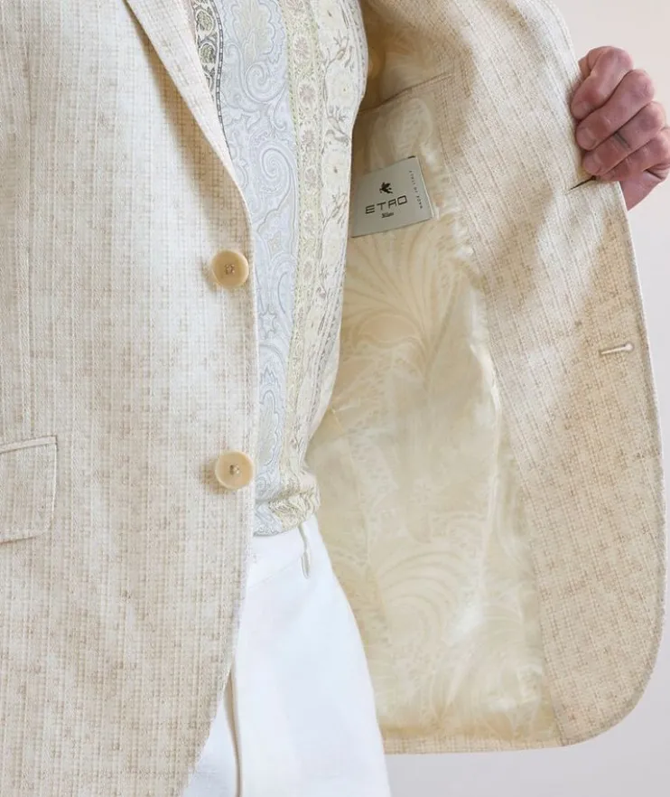 Linen-Blend Tonal Stripe Sport Jacket