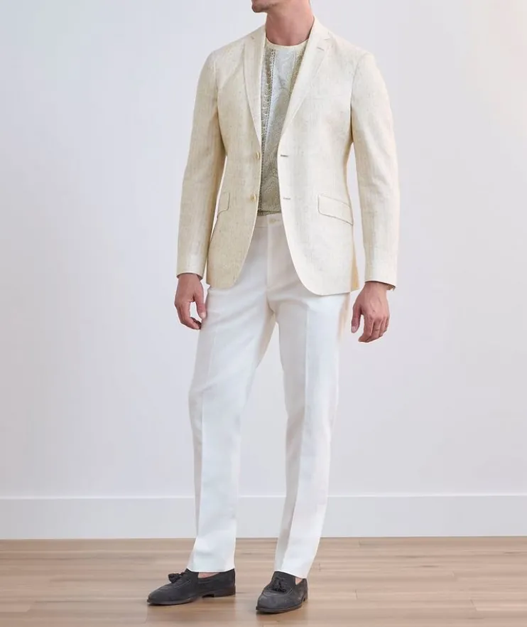 Linen-Blend Tonal Stripe Sport Jacket