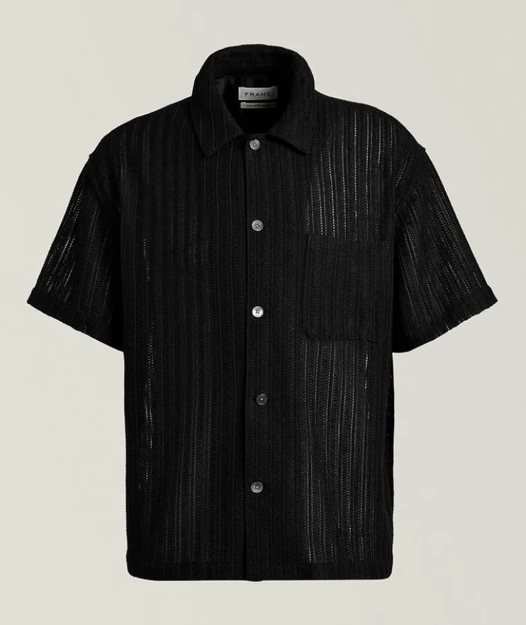 Linen-Cotton Blend Crochet Shirt