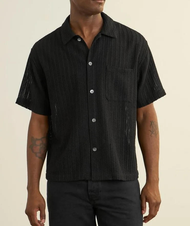 Linen-Cotton Blend Crochet Shirt