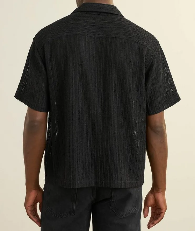 Linen-Cotton Blend Crochet Shirt