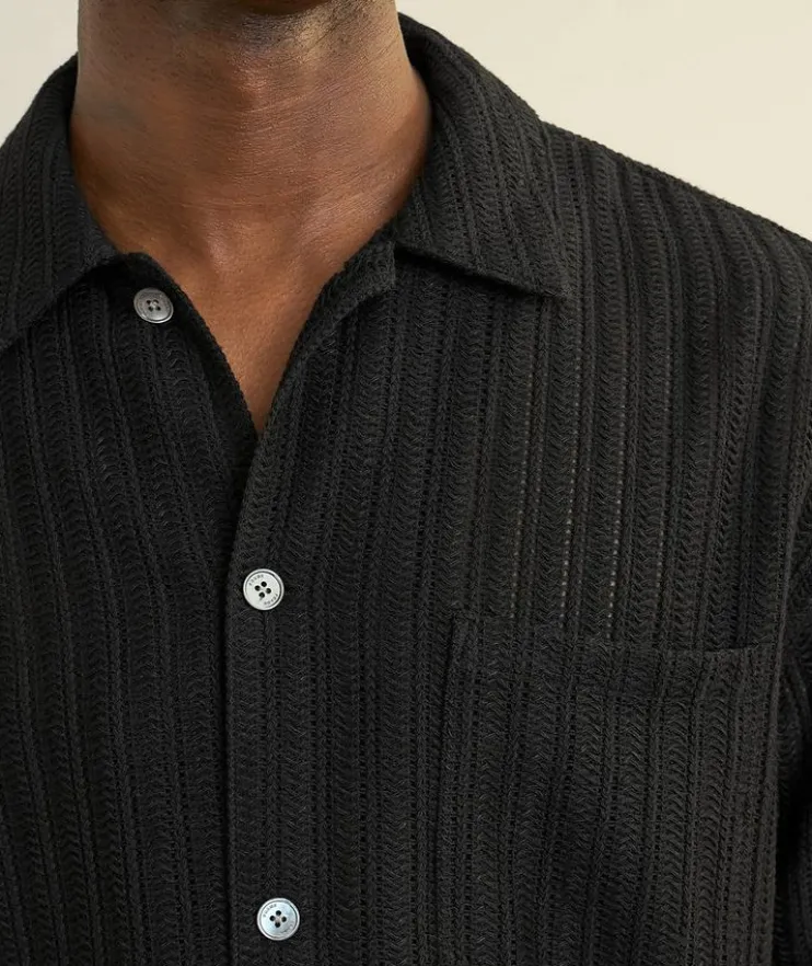 Linen-Cotton Blend Crochet Shirt