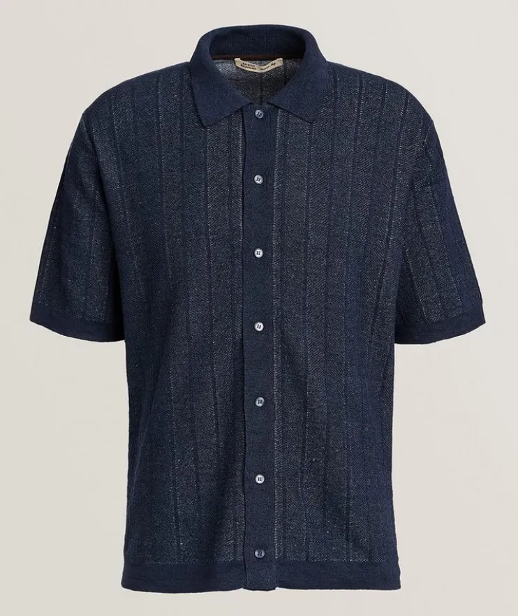 Linen-Cotton Full-Button Polo
