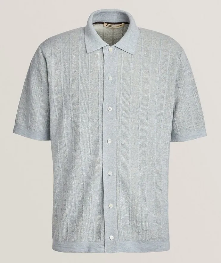 Linen-Cotton Full-Button Polo