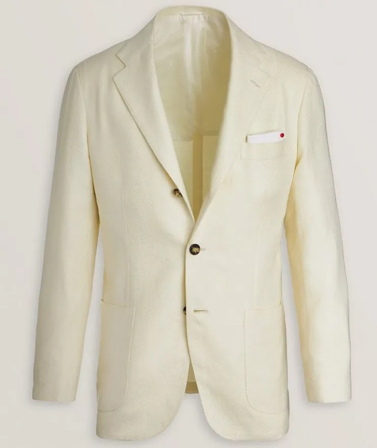 Linen-Silk-Cotton Twill Sport Jacket