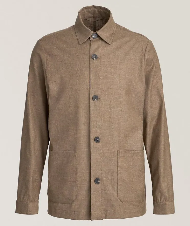 Linen-Wool Blend Shirt Jacket