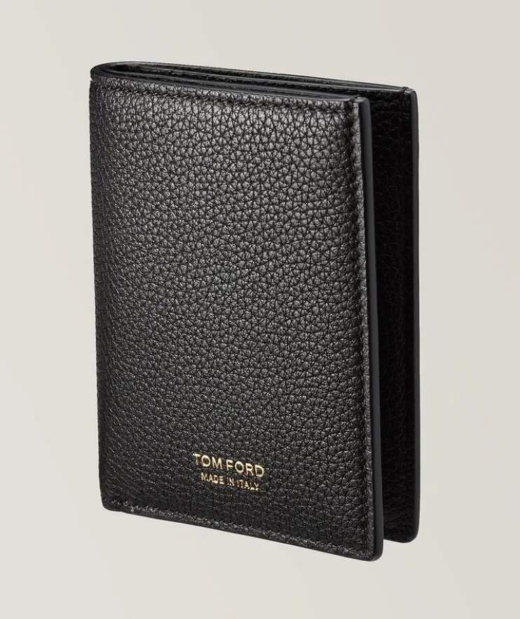 Logo Embossed Bi-Fold Leather Wallet