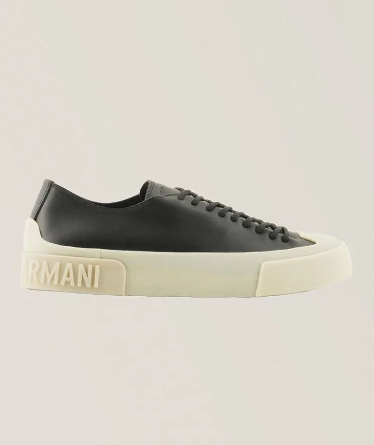 Logo Embossed Leather Sneakers