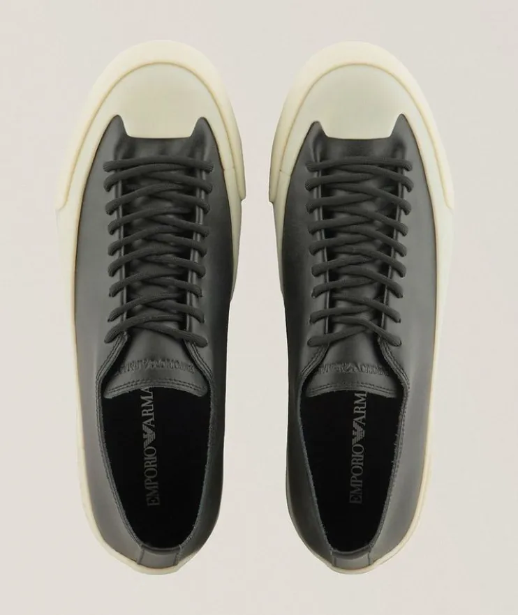 Logo Embossed Leather Sneakers