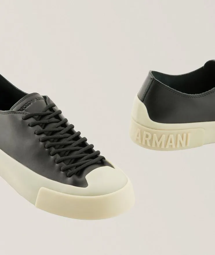 Logo Embossed Leather Sneakers