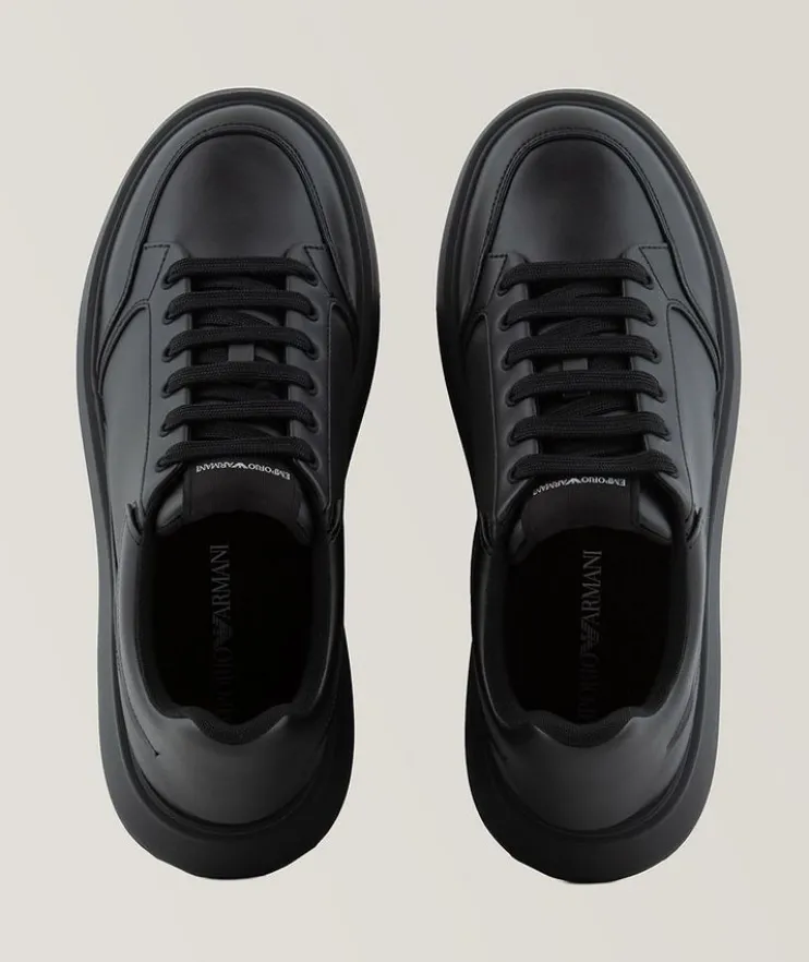 Logo Print Leather Sneakers