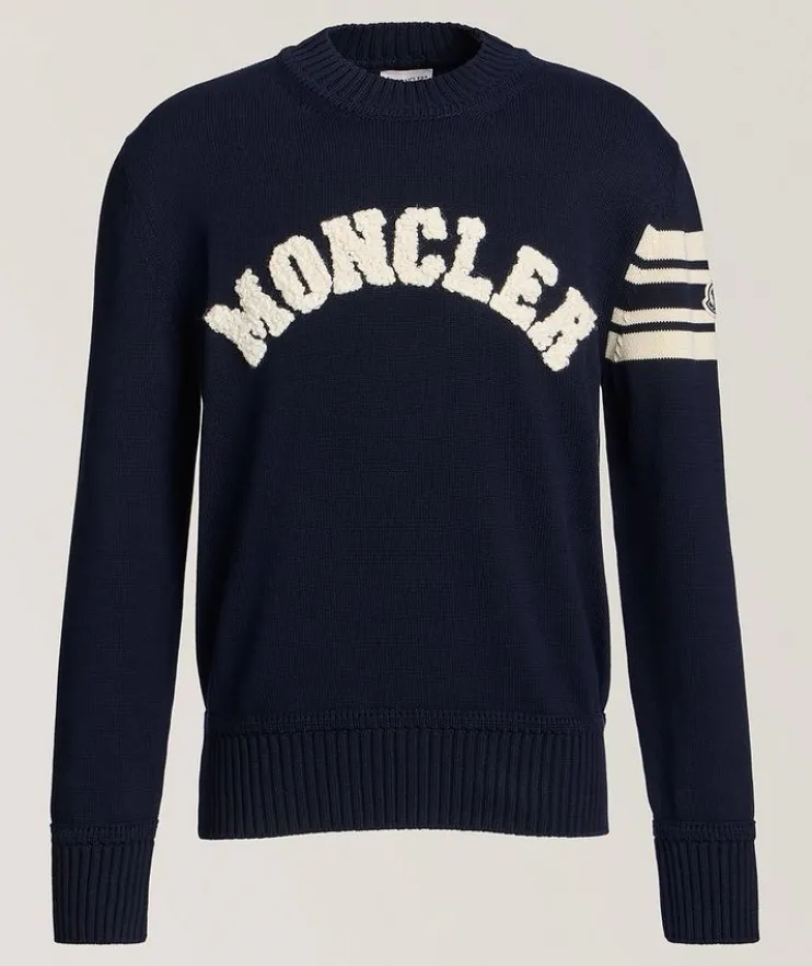 Logo Striped Sleeve Crewneck Sweater