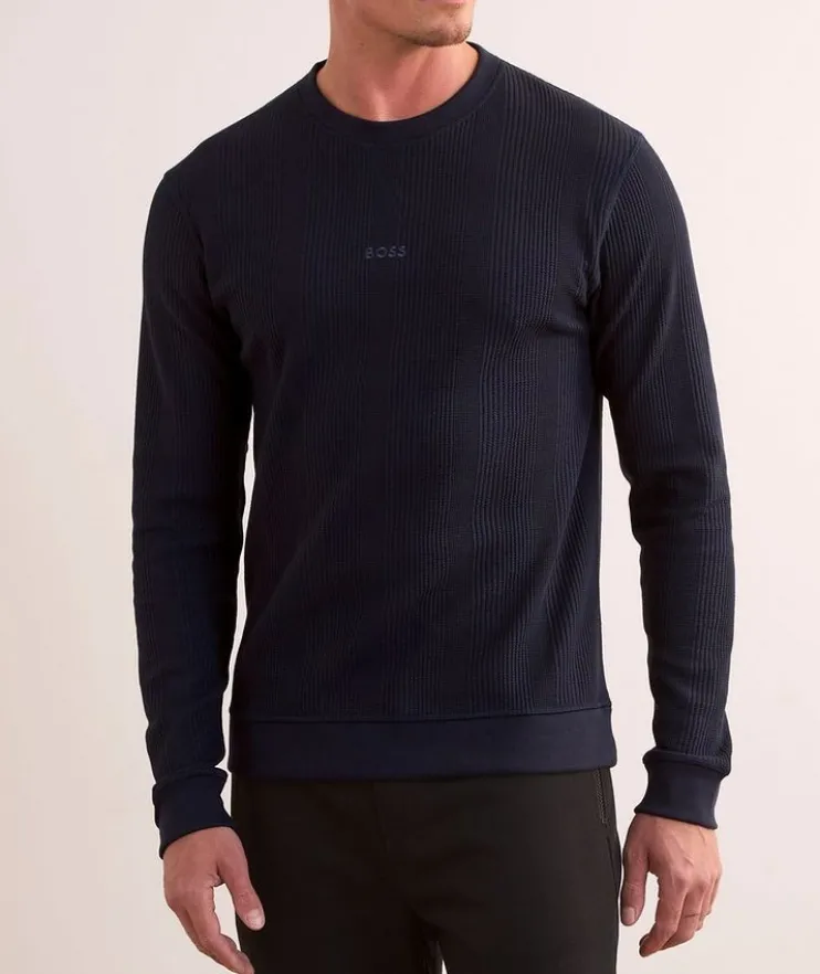 Logo-Embroidered Waffle Knit Sweatshirt