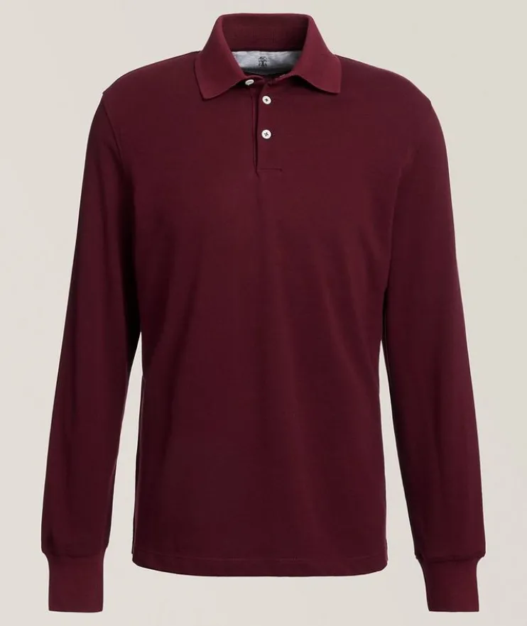 Long-Sleeve Cotton Piqué Polo