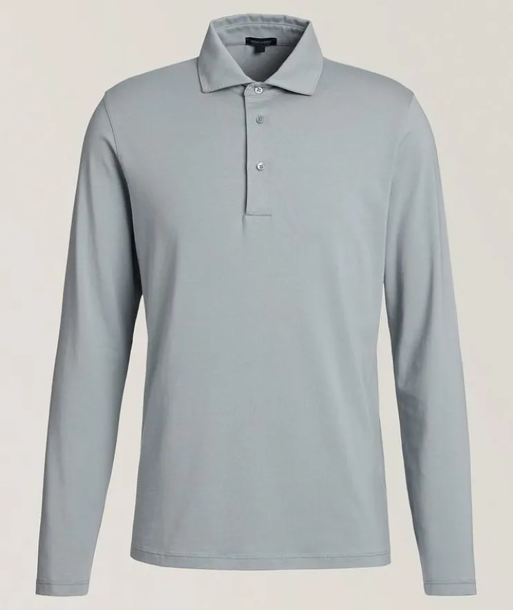 Long-Sleeve Stretch-Pima Polo