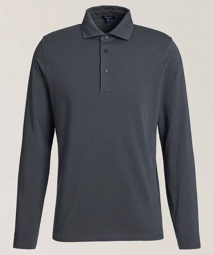 Long-Sleeve Stretch-Pima Polo