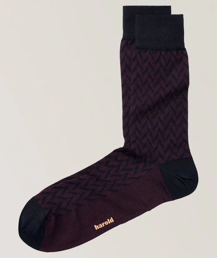 Macro-Chevron Stretch-Cotton Socks