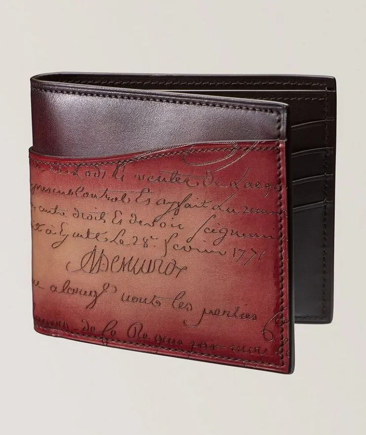 Makore Slim Scritto Leather Bifold Wallet