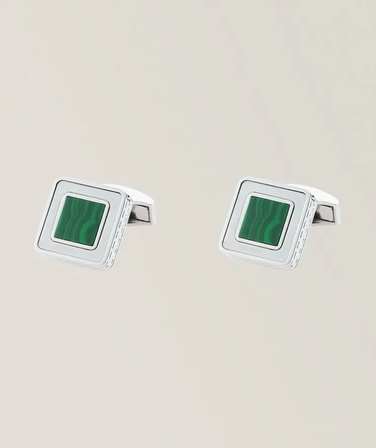 Malachite Engraved Cufflinks