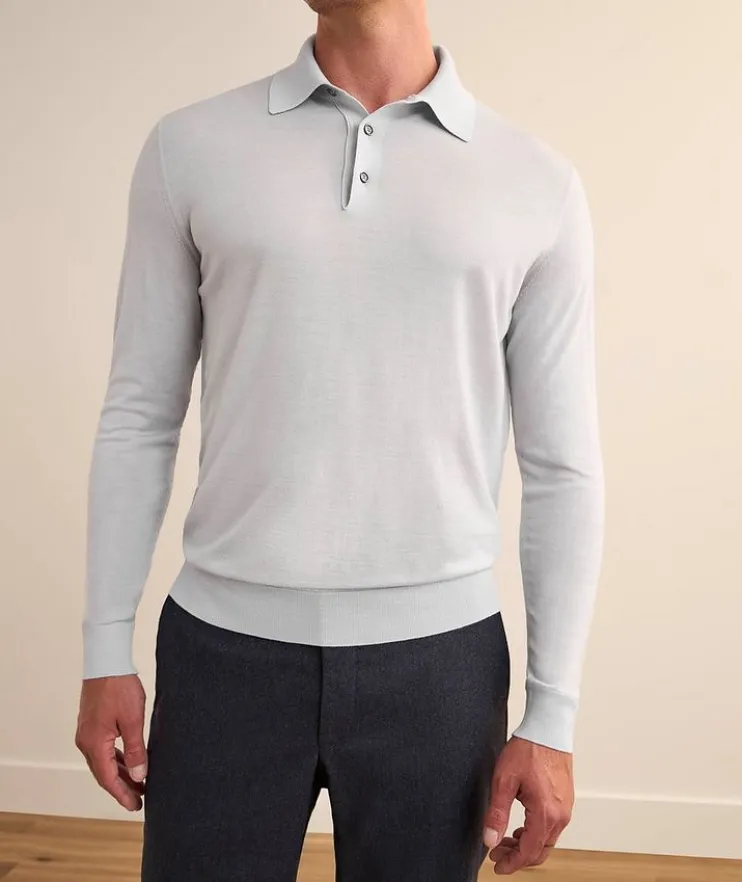 Marled Wool Knit Polo
