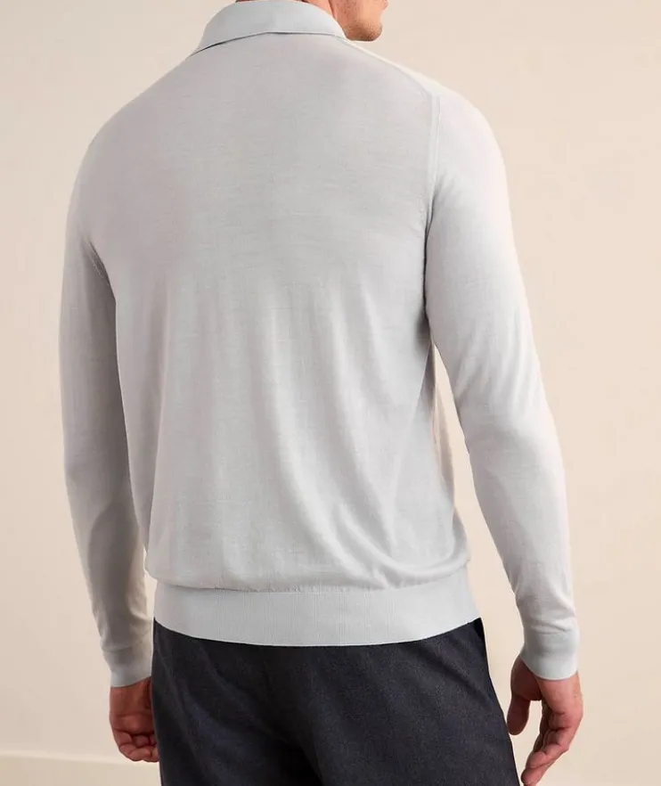 Marled Wool Knit Polo
