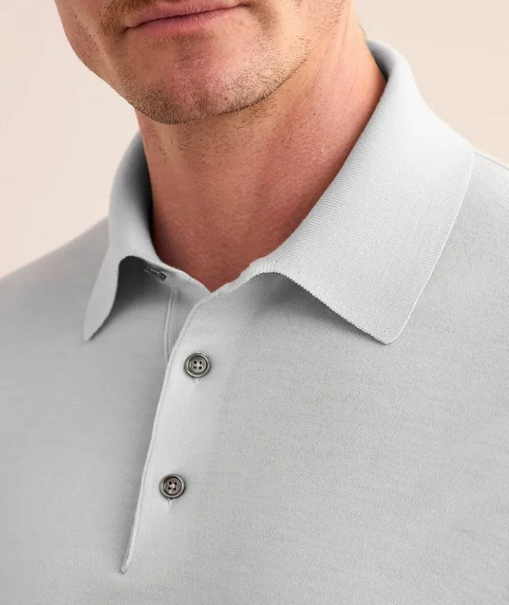 Marled Wool Knit Polo