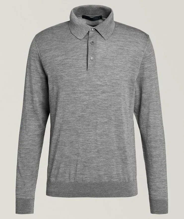 Marled Wool Knit Polo