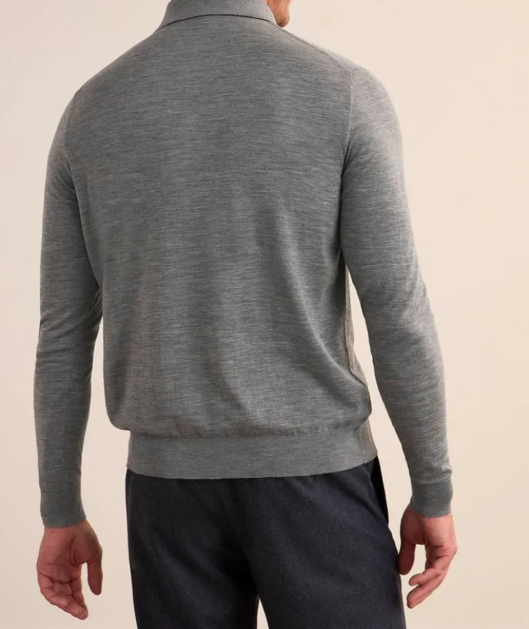 Marled Wool Knit Polo