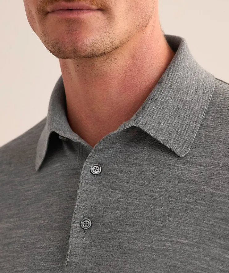 Marled Wool Knit Polo