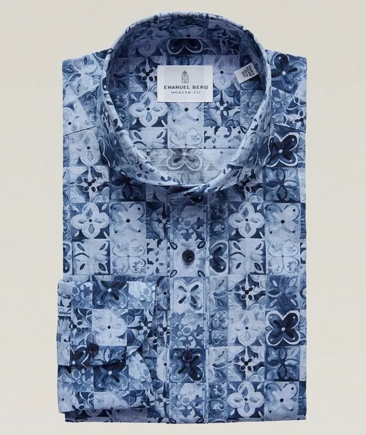 Marseille Printed Cotton-Blend Dress Shirt