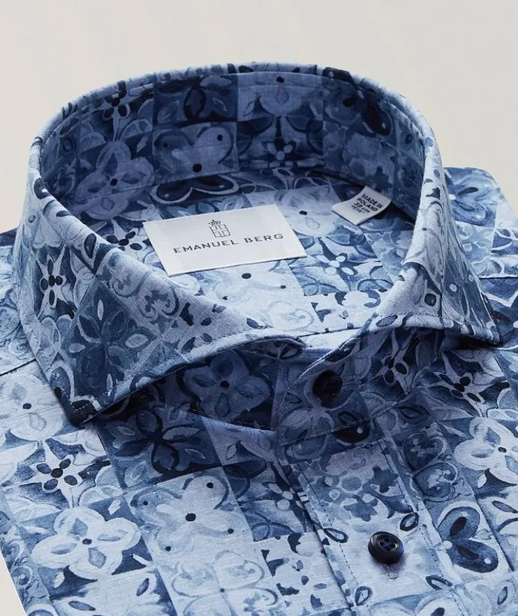Marseille Printed Cotton-Blend Dress Shirt