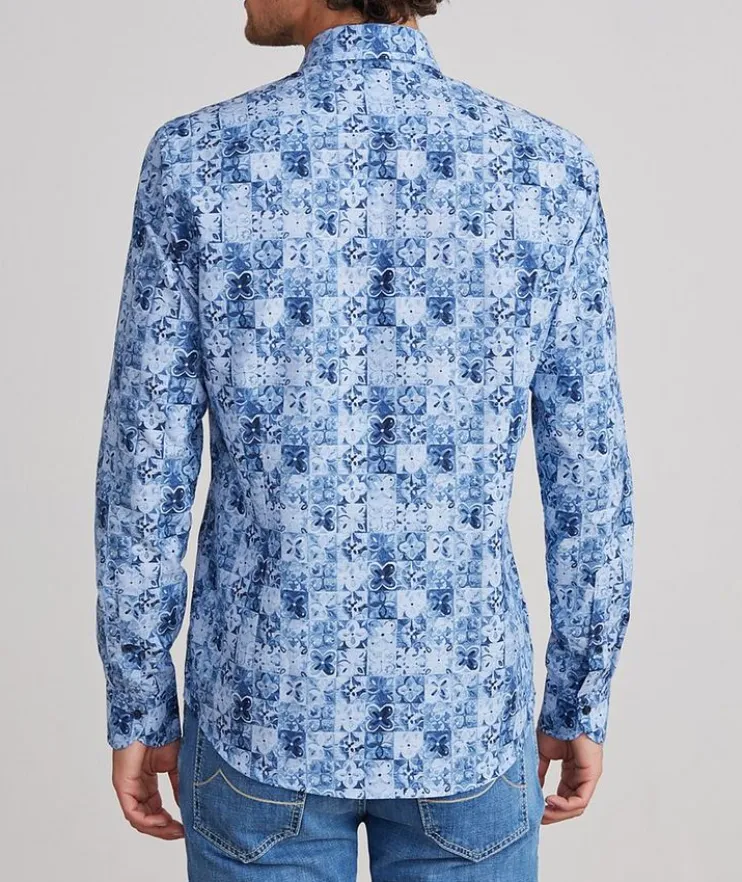 Marseille Printed Cotton-Blend Dress Shirt