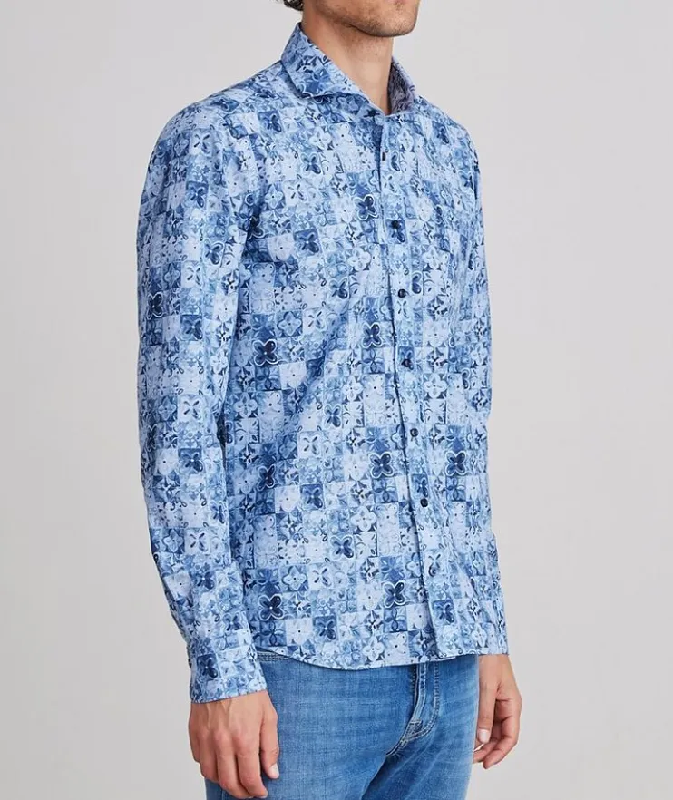Marseille Printed Cotton-Blend Dress Shirt