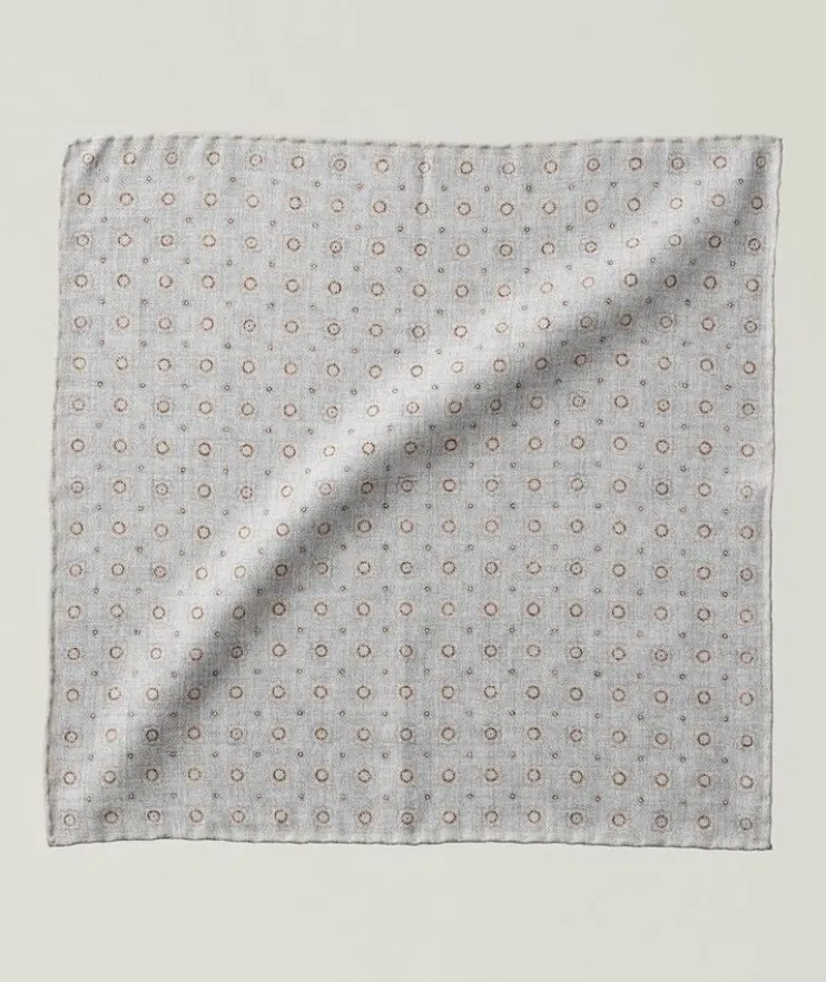 Medallion Wool-Cotton Pocket Square
