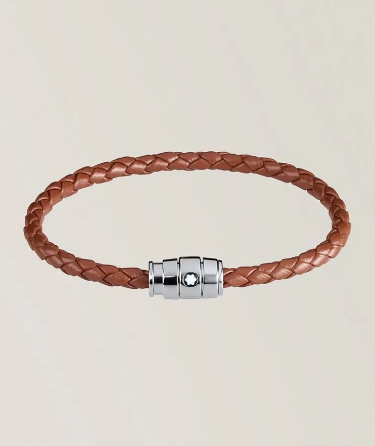 Meisterstück Three Ring Woven Leather Bracelet