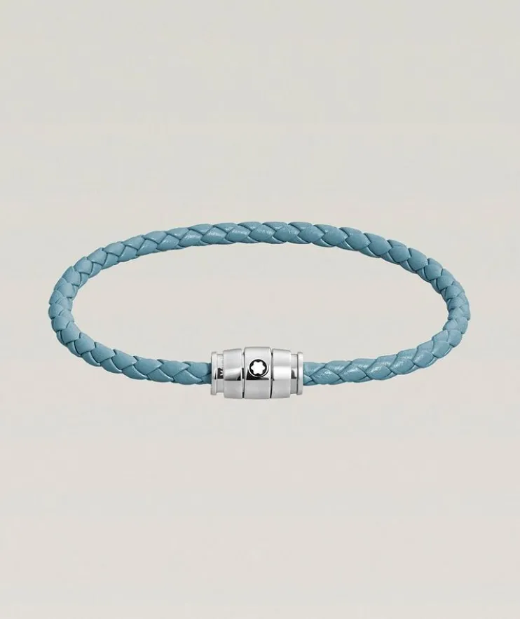 Meisterstück Three Ring Woven Leather Bracelet