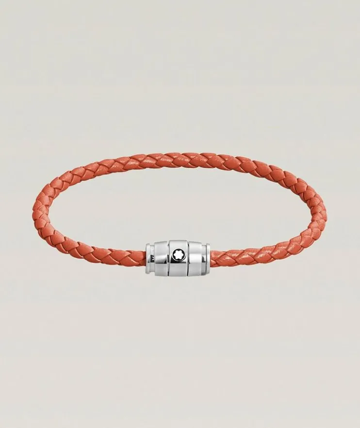 Meisterstück Three Ring Woven Leather Bracelet