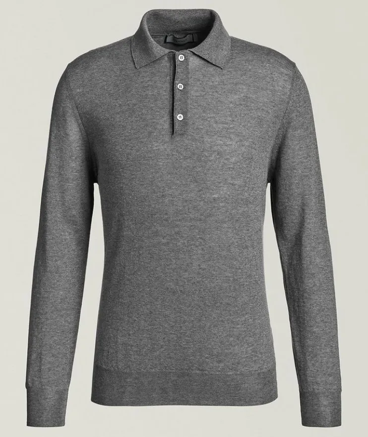Merino Wool Long-Sleeve Polo