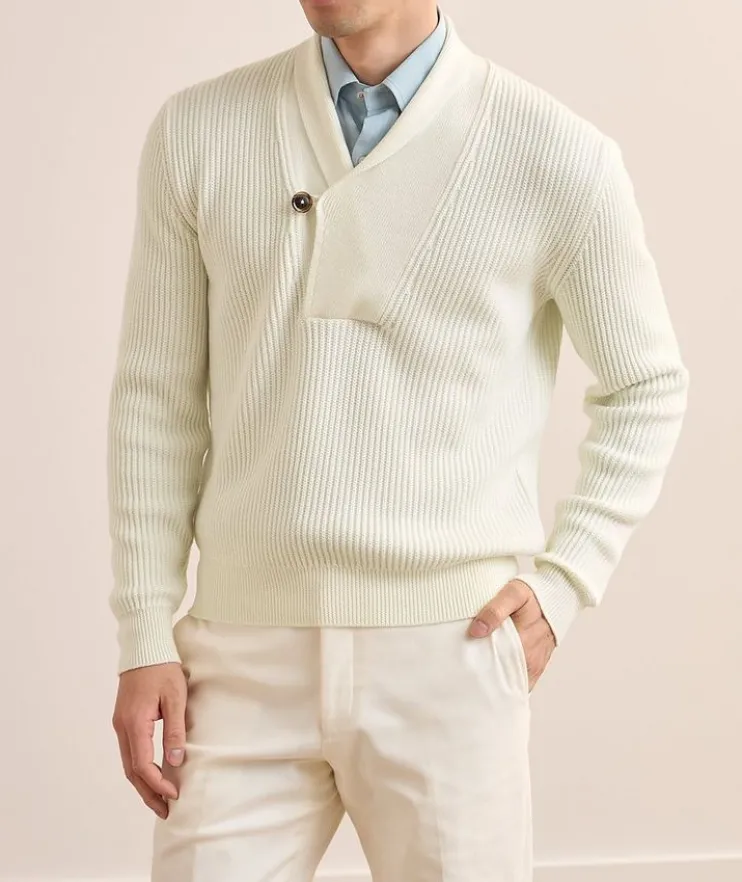 Merino Wool-Silk Shawl Sweater