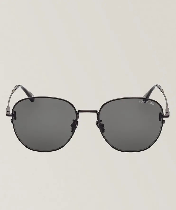 Metal T-Inlay Round Sunglasses