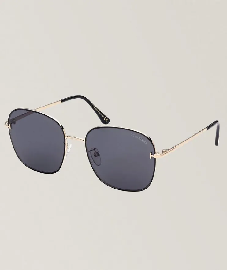 Metal T-Inlay Round Sunglasses