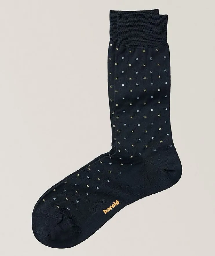 Micro Flower Cotton-Stretch Socks