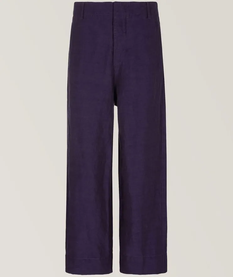 Micro Herringbone Weave Linen-Viscose Trousers