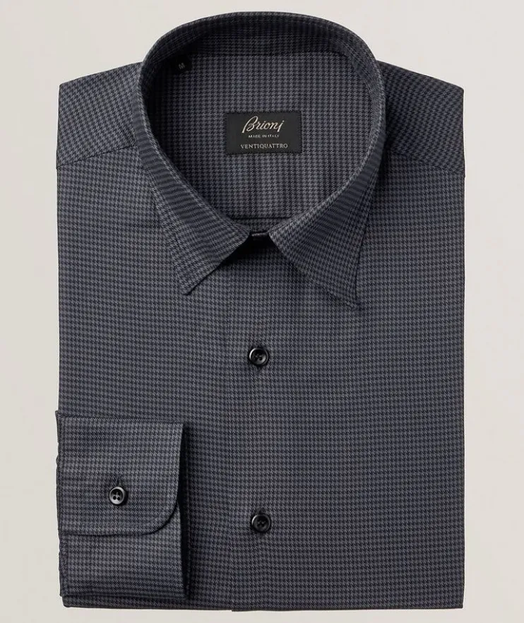 Micro Houndstooth Cotton Shirt