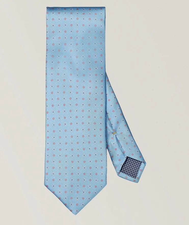 Micro-Floral Print Silk Tie