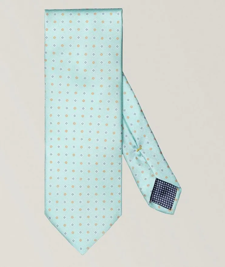 Micro-Floral Print Silk Tie