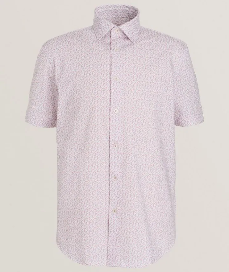 Micro-Floral Stretch-Cotton Shirt