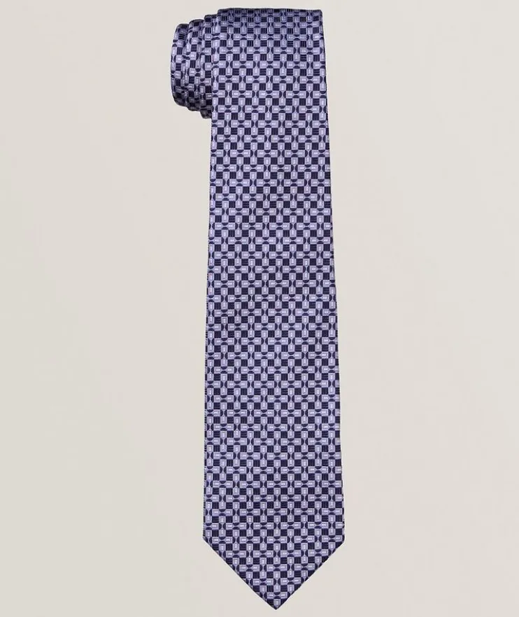 Micro-Geometric Jacquard Silk Tie