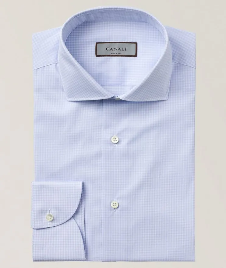 Micro-Gingham Cotton Dress Shirt